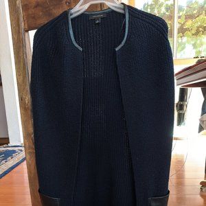 Ann Taylor Long Sleeveless Knit Navy Blue Cardigan